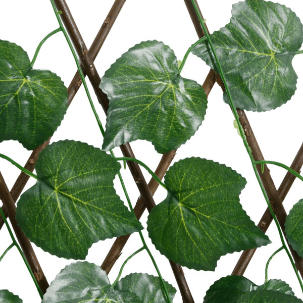 Erweiterbares Rankgitter mit künstlichem Weinlaub, 190x60 cm