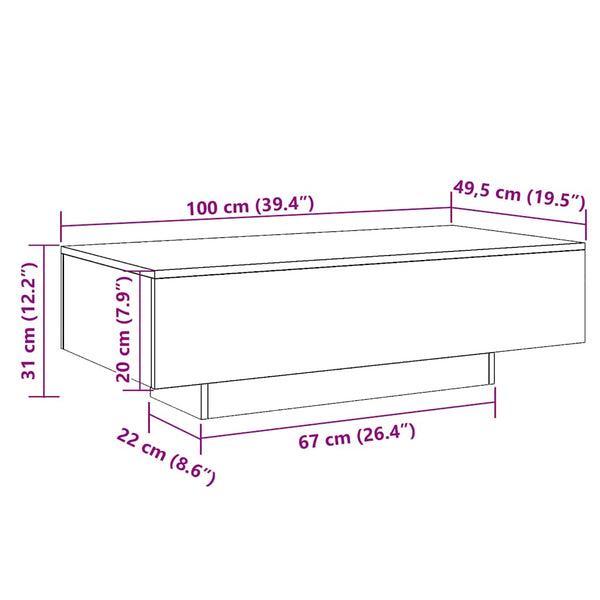 Sonoma Eiche Couchtisch, 100 cm