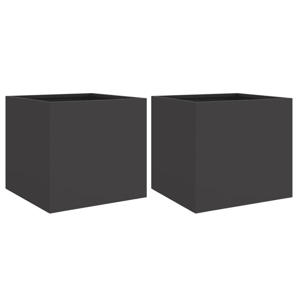 Schwarze Pflanzkübel 2er Set Stahl 32x30x29cm