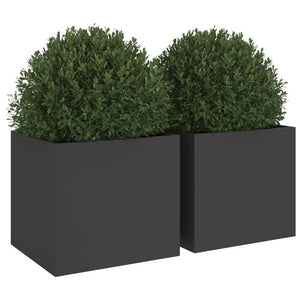 Schwarze Pflanzkübel 2er Set Stahl 32x30x29cm