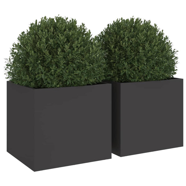 Schwarze Pflanzkübel 2er Set Stahl 32x30x29cm