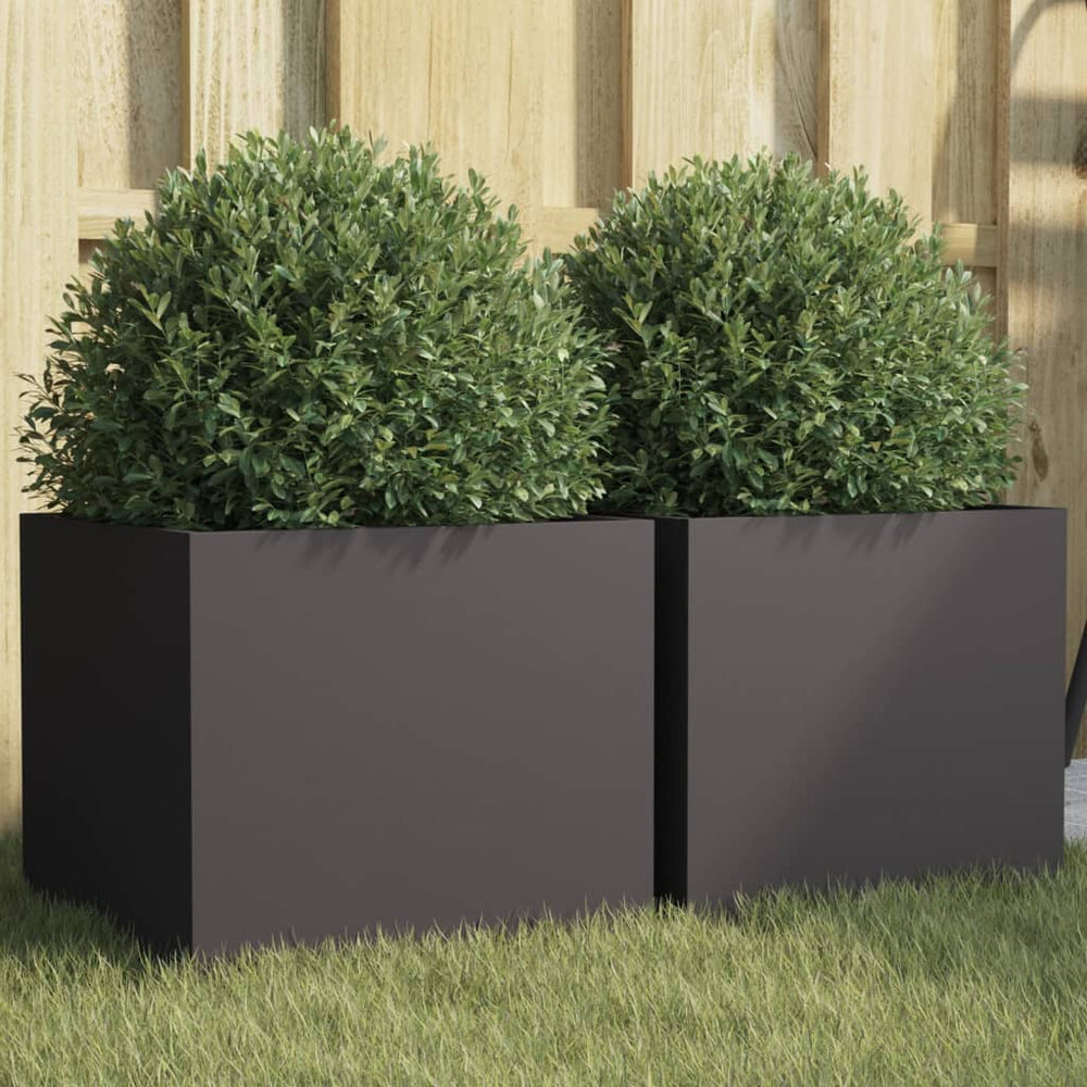 Schwarze Pflanzkübel 2er Set Stahl 32x30x29cm