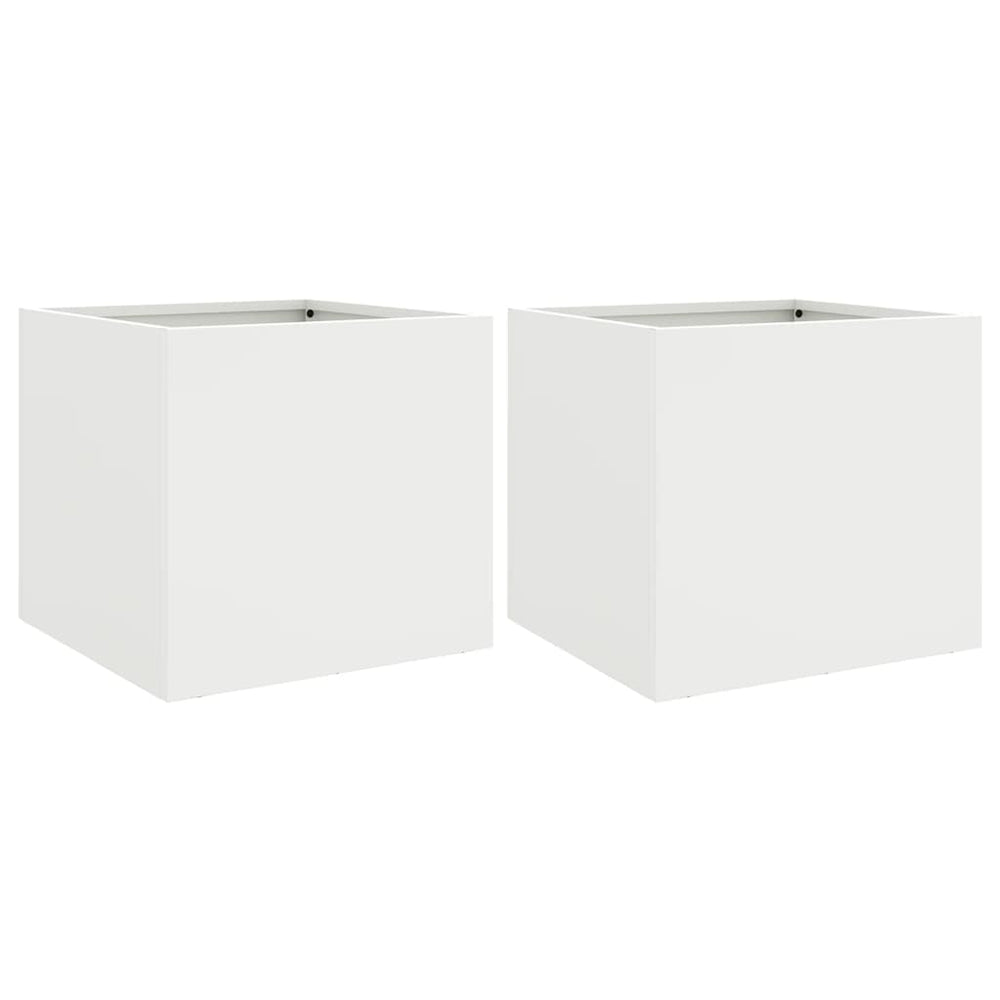 Weiße Pflanzkübel, 2er Set, 32cm Stahl