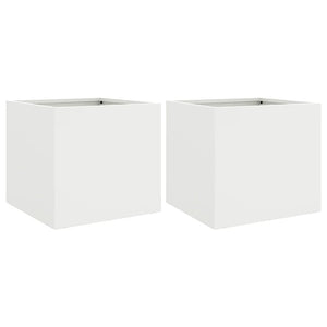 Weiße Pflanzkübel, 2er Set, 32cm Stahl
