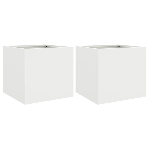 Weiße Pflanzkübel, 2er Set, 32cm Stahl
