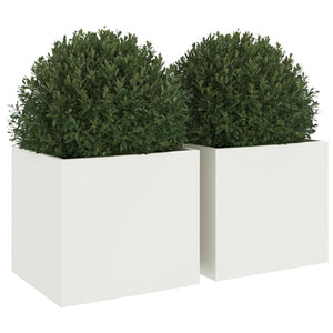 Weiße Pflanzkübel, 2er Set, 32cm Stahl