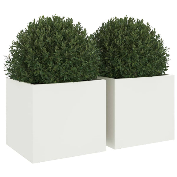 Weiße Pflanzkübel, 2er Set, 32cm Stahl