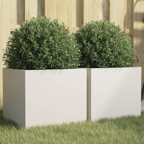 Weiße Pflanzkübel, 2er Set, 32cm Stahl