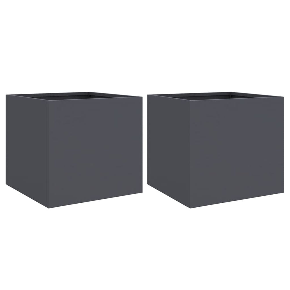 Pflanzkübel 2er Set Anthrazit Stahl 32x30x29cm