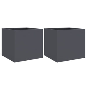 Pflanzkübel 2er Set Anthrazit Stahl 32x30x29cm