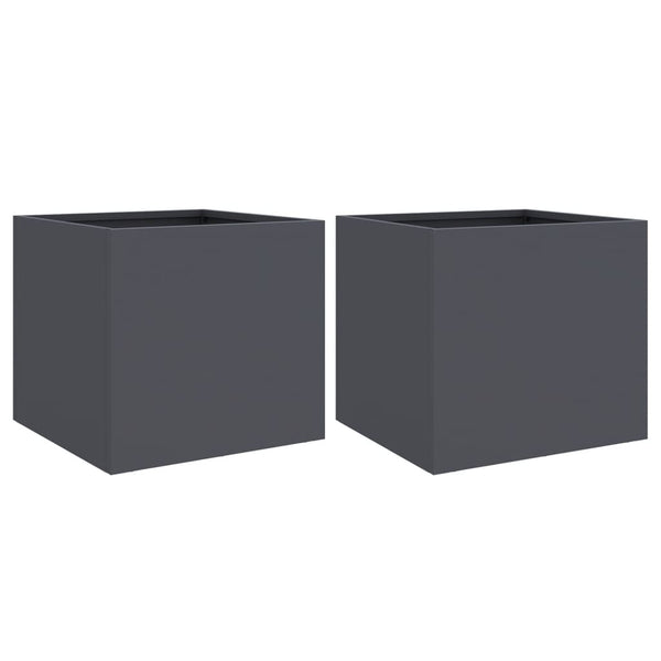 Pflanzkübel 2er Set Anthrazit Stahl 32x30x29cm