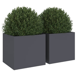 Pflanzkübel 2er Set Anthrazit Stahl 32x30x29cm