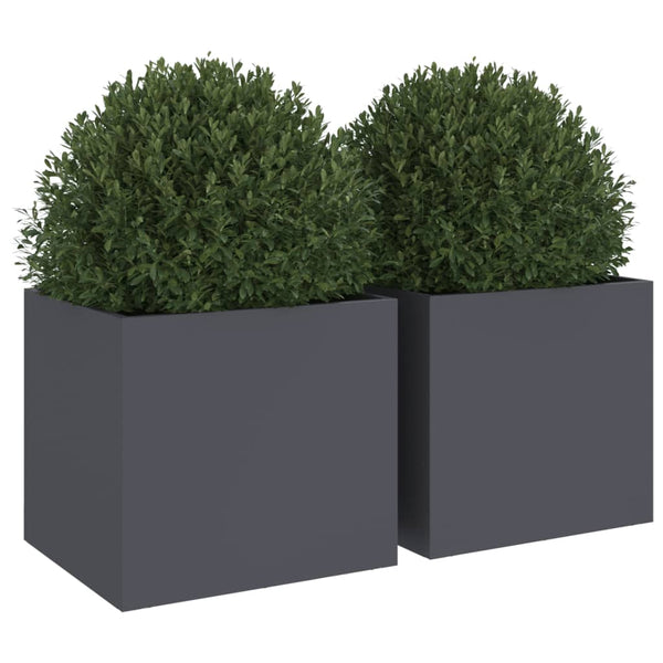Pflanzkübel 2er Set Anthrazit Stahl 32x30x29cm