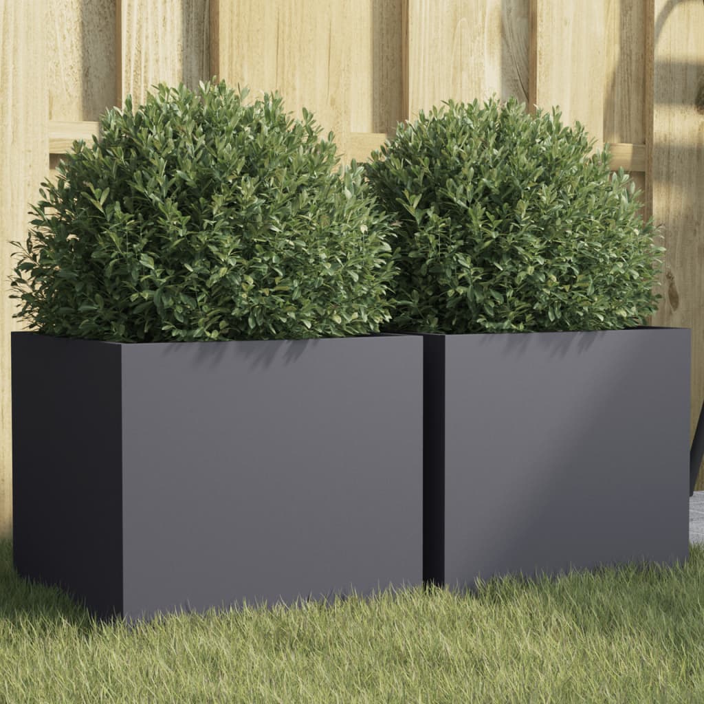Pflanzkübel 2er Set Anthrazit Stahl 32x30x29cm