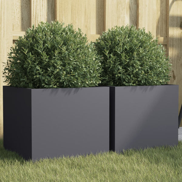 Pflanzkübel 2er Set Anthrazit Stahl 32x30x29cm