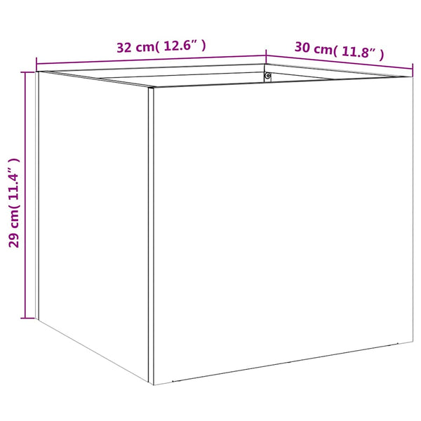 Silberner Pflanzkübel, 32 cm, Verzinkter Stahl