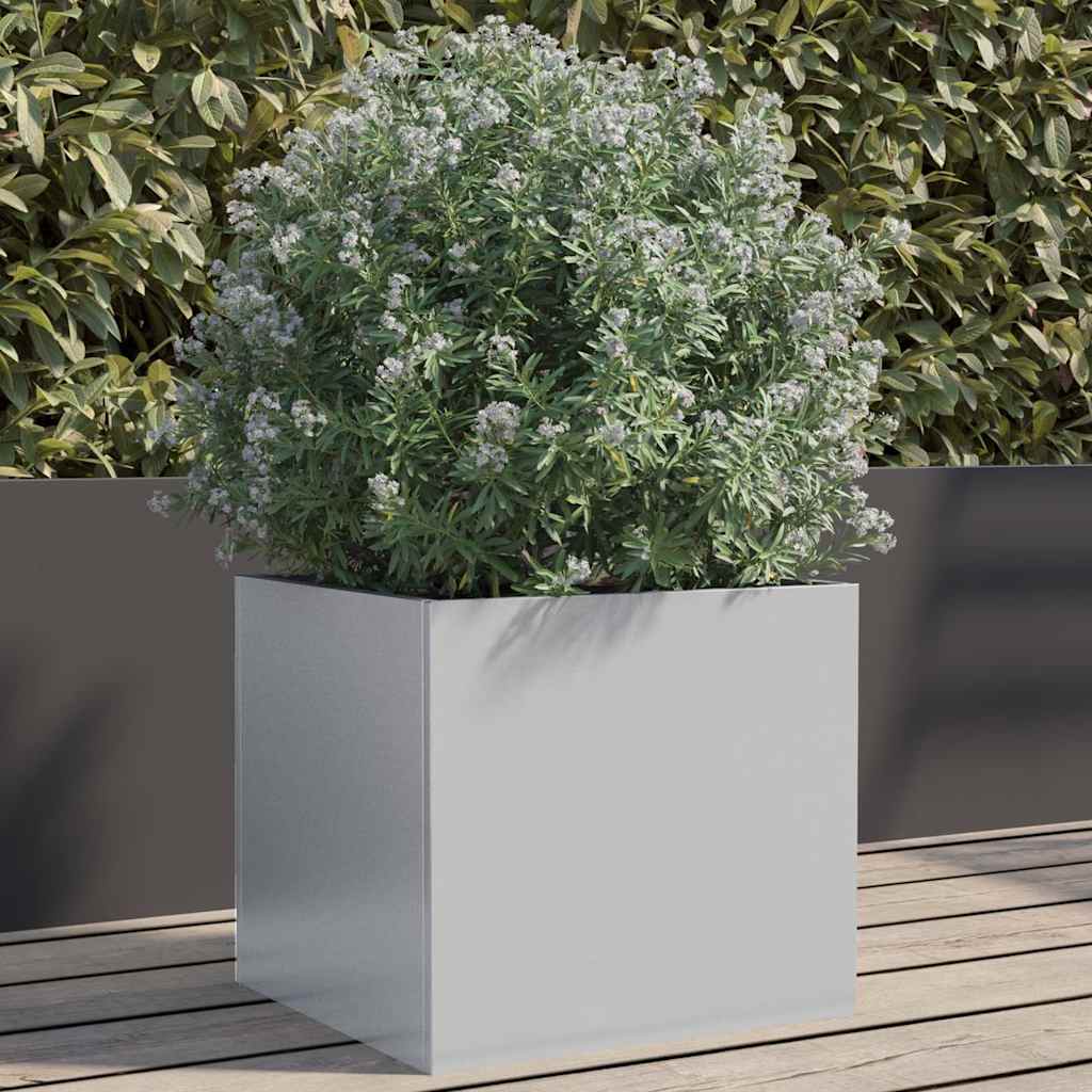 Silberner Pflanzkübel, 32 cm, Verzinkter Stahl