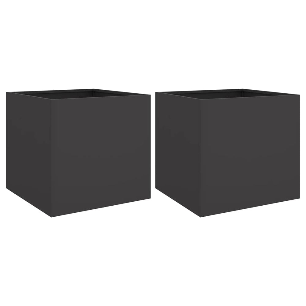 Pflanzkübel Set, Stahl, 42x40x39cm, Schwarz, 2 Stk.