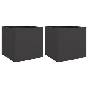 Pflanzkübel Set, Stahl, 42x40x39cm, Schwarz, 2 Stk.