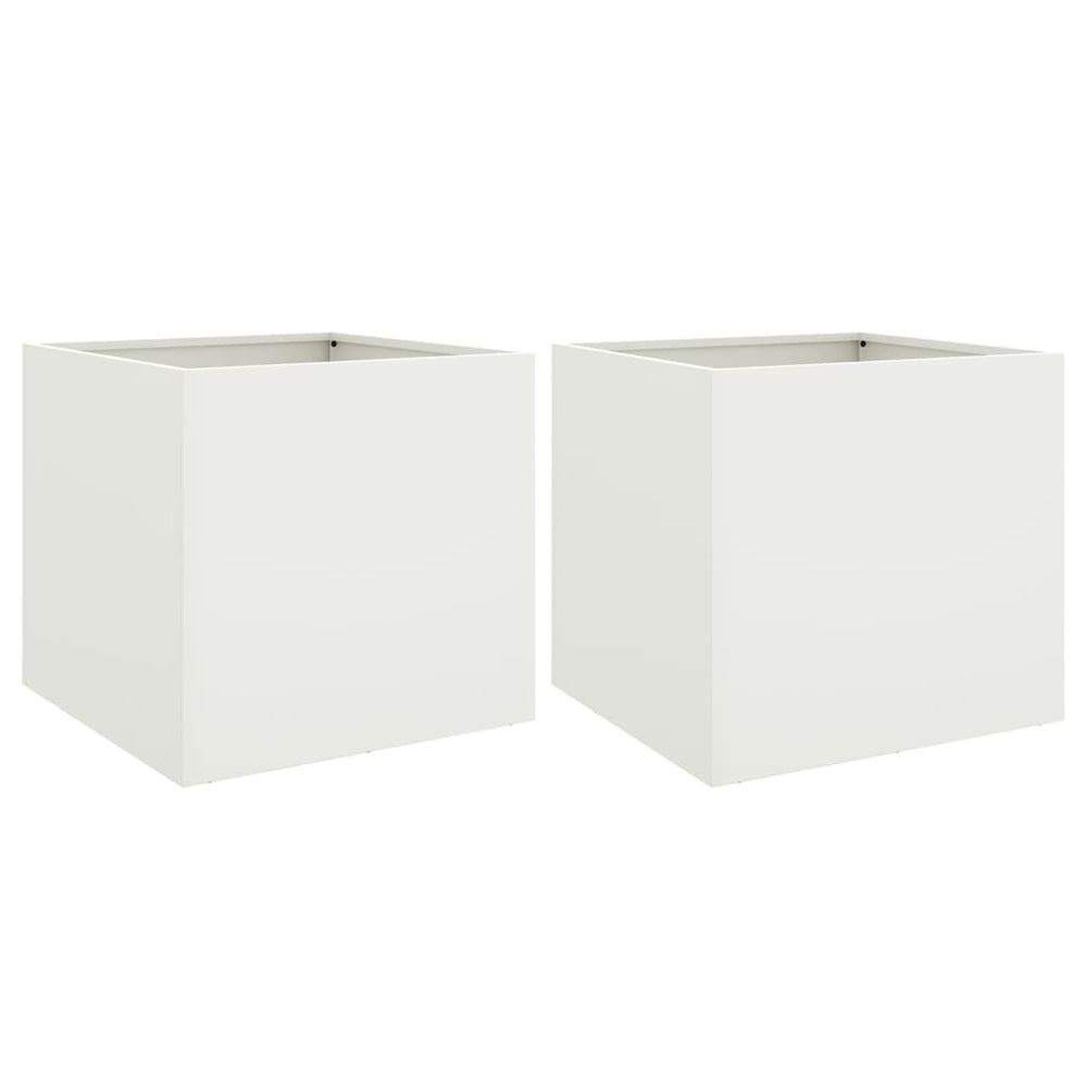 Pflanzkübel 2er Set, Weiß, 42x40x39 cm, Stahl