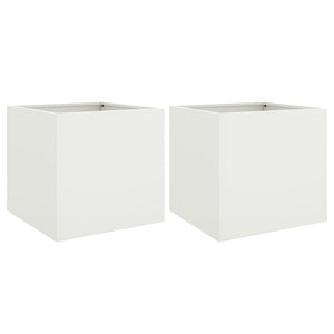 Pflanzkübel 2er Set, Weiß, 42x40x39 cm, Stahl