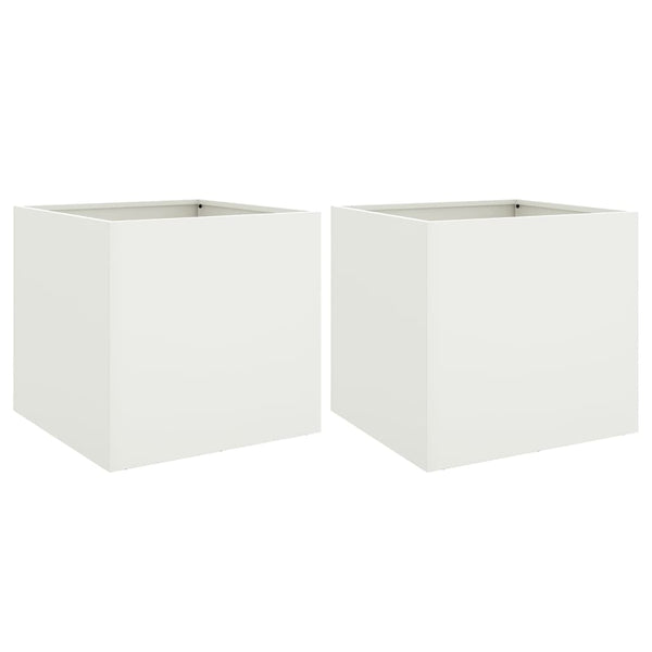 Pflanzkübel 2er Set, Weiß, 42x40x39 cm, Stahl