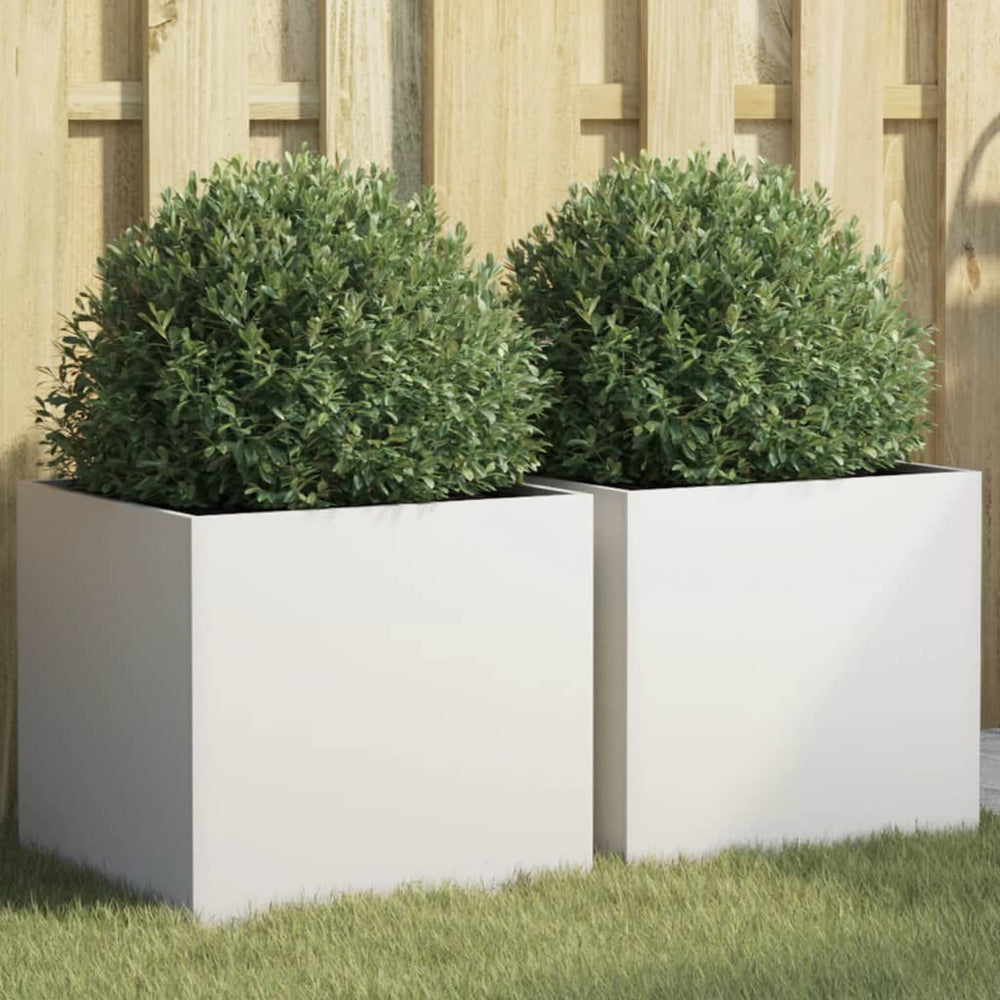Pflanzkübel 2er Set, Weiß, 42x40x39 cm, Stahl