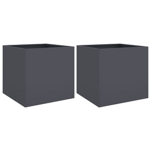 Anthrazit Pflanzkübel 2er Set, 42cm Stahl