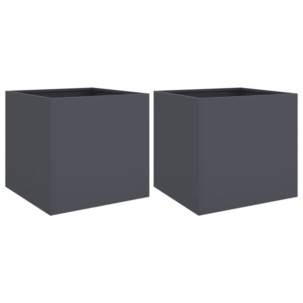 Anthrazit Pflanzkübel 2er Set, 42cm Stahl