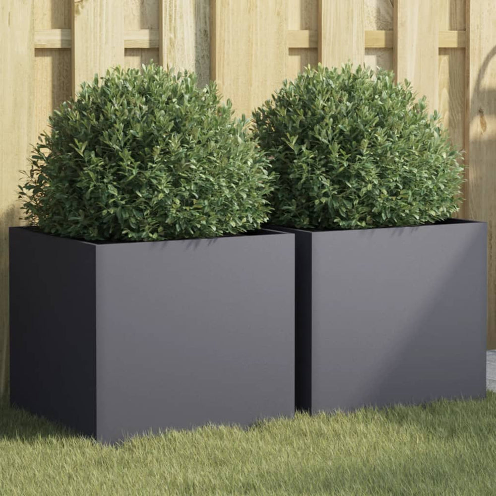 Anthrazit Pflanzkübel 2er Set, 42cm Stahl