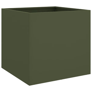 Pflanzkübel 2er Set Olivgrün Stahl 42x39cm