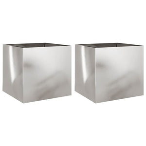 Silberne Pflanzkübel 2er Set Edelstahl 42cm