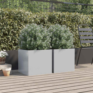 Silberne Pflanzkübel 2er Set, 42cm