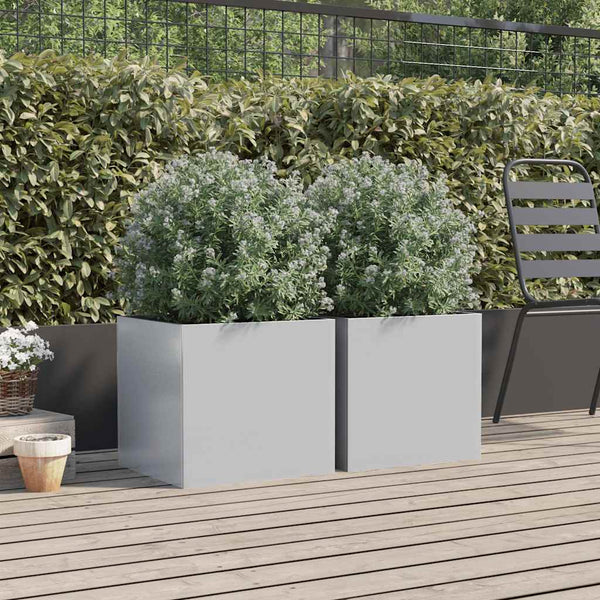 Silberne Pflanzkübel 2er Set, 42cm