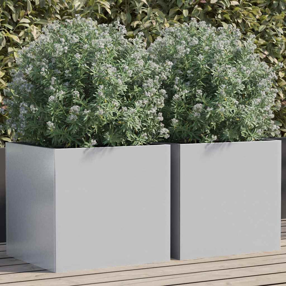 Silberne Pflanzkübel 2er Set, 42cm