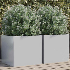 Silberne Pflanzkübel 2er Set, 42cm