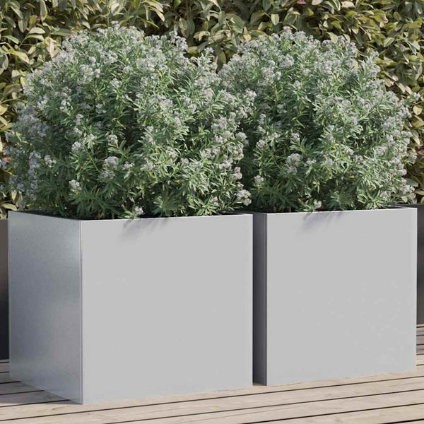 Silberne Pflanzkübel 2er Set, 42cm