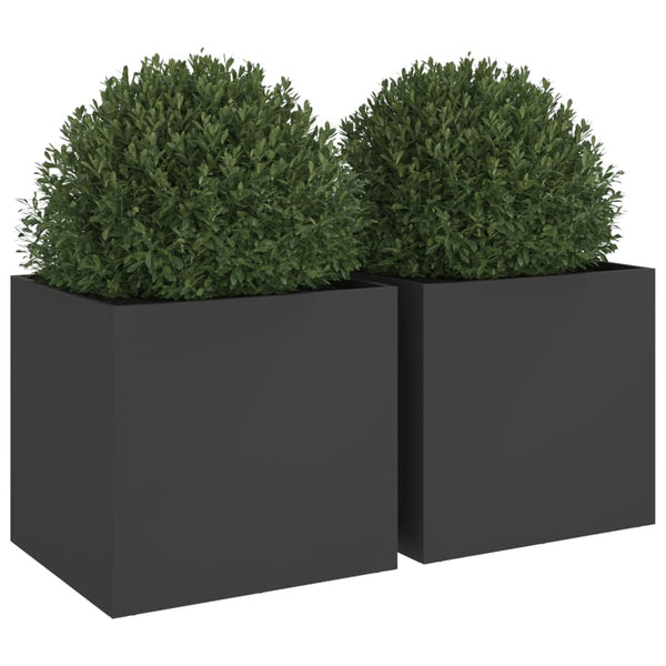 Pflanzkübel Set, Schwarz, 49x47x46 cm