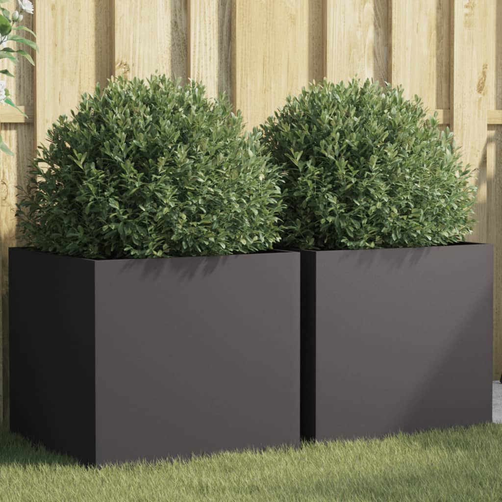 Pflanzkübel Set, Schwarz, 49x47x46 cm