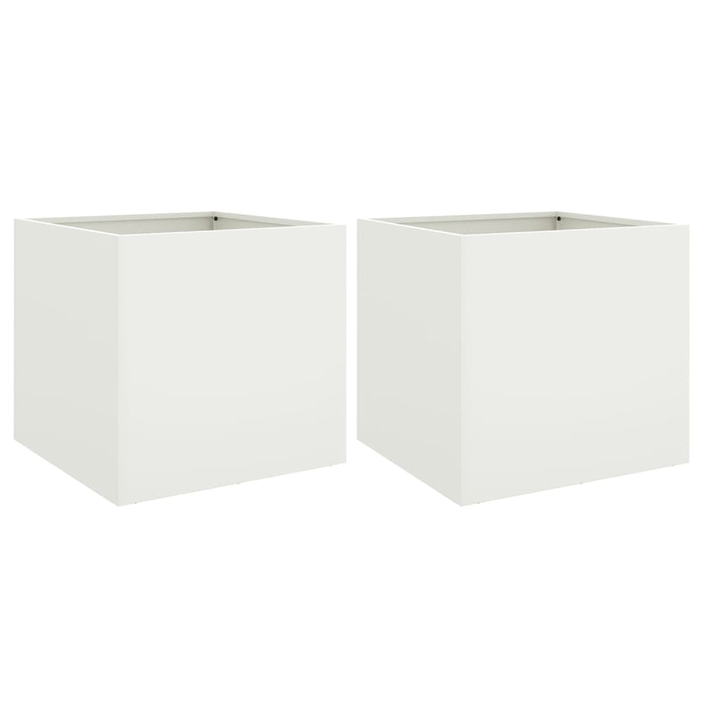Pflanzkübel Weiß Stahl 2er Set 49cm