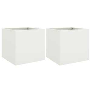 Pflanzkübel Weiß Stahl 2er Set 49cm