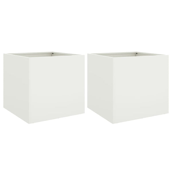 Pflanzkübel Weiß Stahl 2er Set 49cm