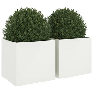 Pflanzkübel Weiß Stahl 2er Set 49cm