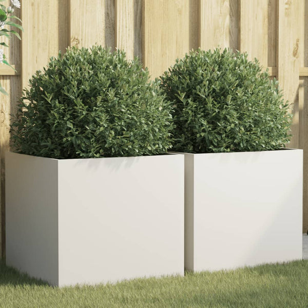 Pflanzkübel Weiß Stahl 2er Set 49cm
