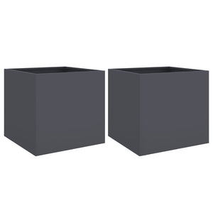 Anthrazit Pflanzkübel 2er Set Stahl 49x47x46cm