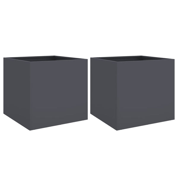 Anthrazit Pflanzkübel 2er Set Stahl 49x47x46cm