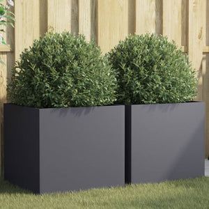 Anthrazit Pflanzkübel 2er Set Stahl 49x47x46cm