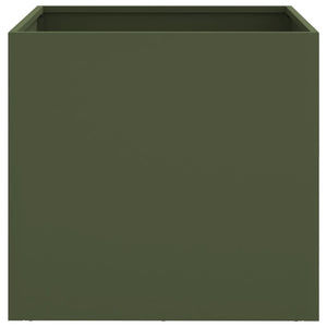 Olivgrüne Pflanzkübel, 2er-Set, Stahl