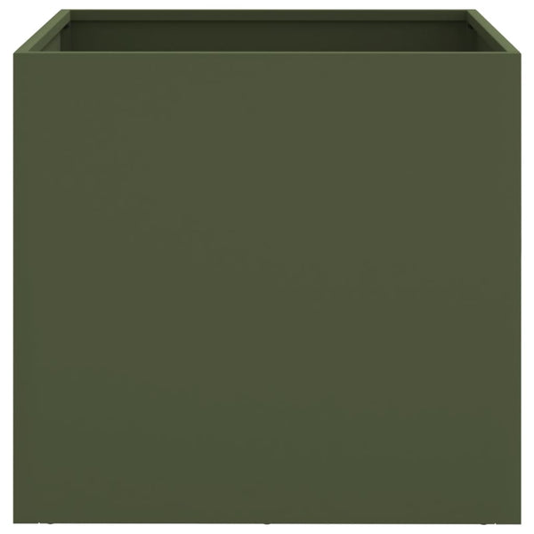 Olivgrüne Pflanzkübel, 2er-Set, Stahl