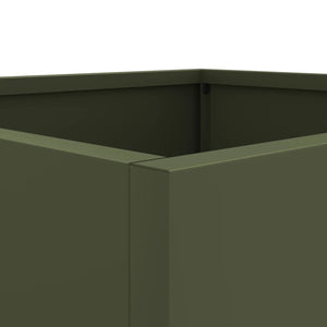 Olivgrüne Pflanzkübel, 2er-Set, Stahl